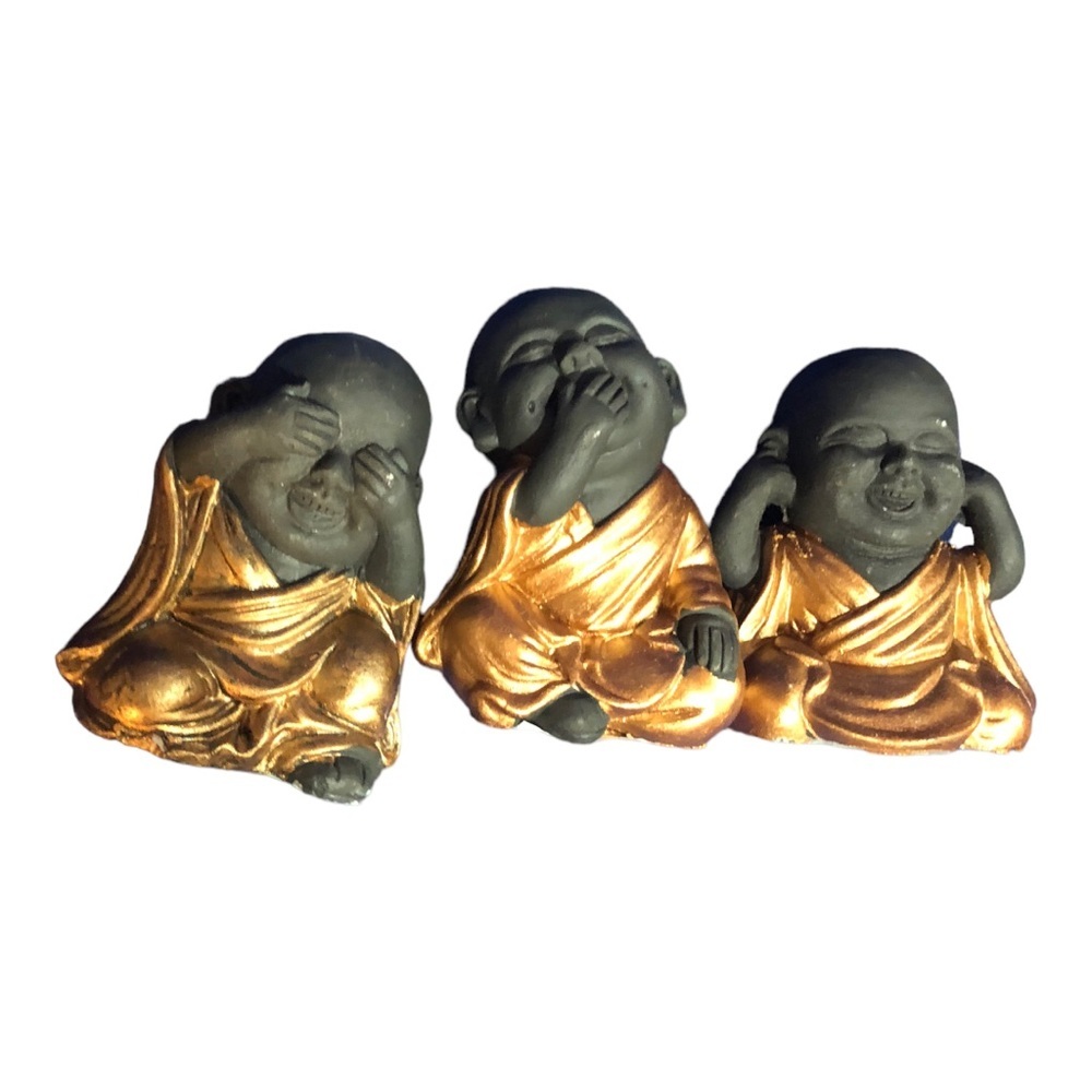 3 wise buddhas-see no evil, hear no evil, speak no evil zen home decor set new